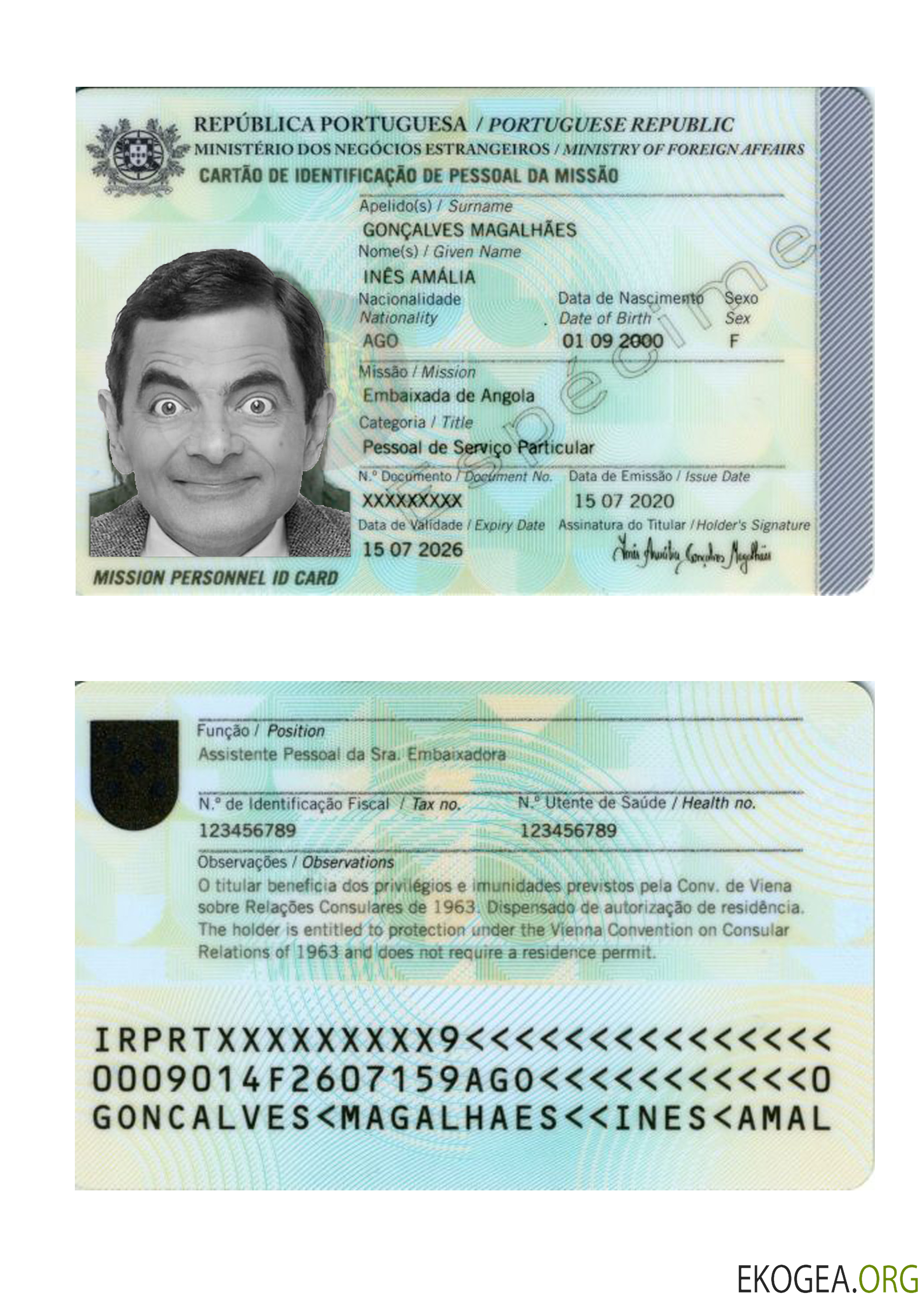 Carte d'identité du Portugal 2020 présent